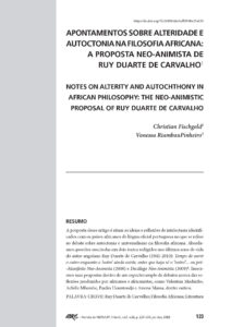 Apontamentos sobre Alteridade e Autoctonia na Filosofia Africana: A proposta Neo-Animista de Ruy Duarte de Carvalho